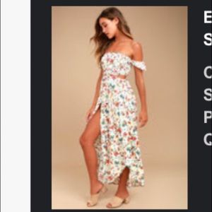 Easy on the Eyes Cream Floral Print Off-the-
Shoulder Maxi Dress LUSH
